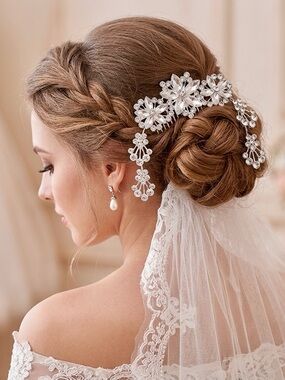 Bendable flower tiara hair comb vine wedding large